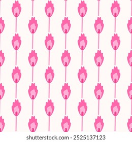 Pink matchstick seamless pattern. Cute, soft and romantic vibe. Simple charming pink print. Perfect for Valentine's Day or love themed projects.