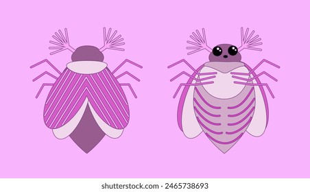 Pink may bug, chafer, pink beetle. Vector illustration