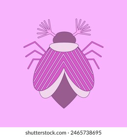 Pink may bug, chafer, pink beetle. Vector illustration