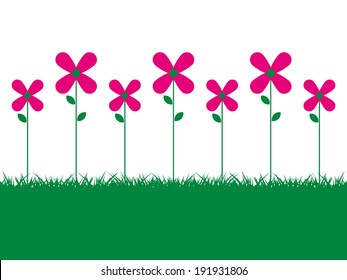 Pink May Flowers with Grass.