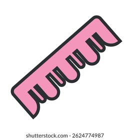 Ícone pente de medida rosa. Ilustração vetorial