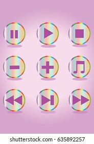 Pink media player icons