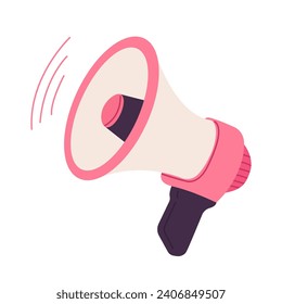 pink megaphone on a white background, flat graphics