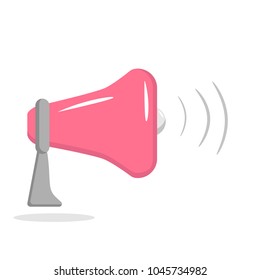 pink megaphone with stand on a white background