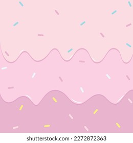 pink melted ice cream. pink donut glaze. Decorative bright sprinkles texture pattern design