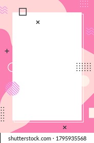 Estilo memphis rosados en la escala A4. Resumen de fondo creativo. Plantilla para publicidad con espacio de copia para texto. Ilustración moderna de diseño gráfico.
