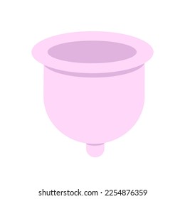 Pink menstrual cup simple flat design illustration with white background. Alternative eco-friendly female hygiene products. Woman health cycle. Conscious convenient lifestyle with no plastic.