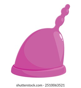 Pink menstrual cup sitting on a white background, illustrating feminine hygiene products