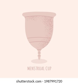 Rosa Menstruationstasse. Zero-Abfallgerät für Frauen in kritischen Tagen. Umweltfreundliches, plastikfreies Konzept. Flacher Cartoon, Vektorgrafik. Einzeln auf weißem Hintergrund. 