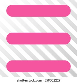 Pink Menu Items interface icon. Vector pictograph style is a flat symbol on diagonally hatched transparent background.