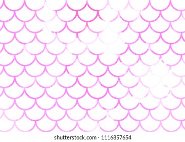 Pink mermaid scales. Watercolor fish scales. Underwater sea pattern. Vector illustration. Perfect for print design for textile, poster, greeting card, invitation.