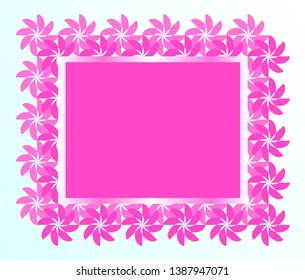 "Pink metal message frame,Surrounded by flowers.template copy space text,banner vector illustration."