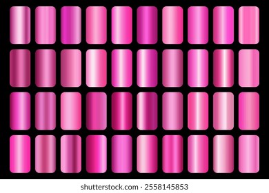 Pink metalic gradients set. Pink gradient collection