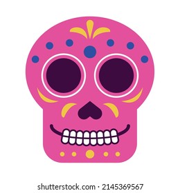 pink mexican head skull icon