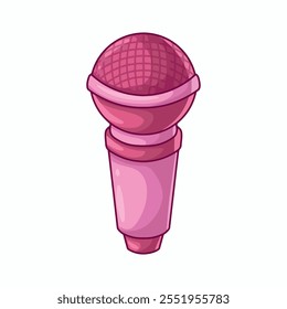 Pink microphone icon. Cartoon illustration of pink microphone vector icon for web design