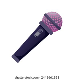 Pink microphone isolated vector illustration on white background. Musical item for singing, performances, karaoke. Perfect for cards, decorations, logo. 