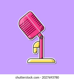pink microphone for singing Vector illustration
