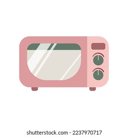 Pink microwave vector illustration. Microwave isolated on white background. Kitchen utensils concept