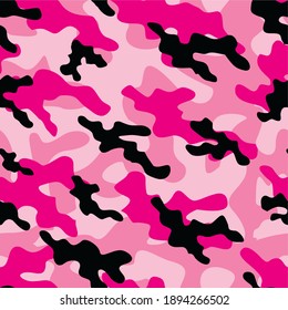 pink military camouflage vector seamless pattern