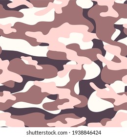 Pink Military Camouflage Vector Seamless Pattern