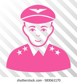 Pink Military Pilot Officer interface icon. Vector pictogram style is a flat symbol on diagonally hatched transparent background.