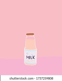 Pink milk bottle placement print vector