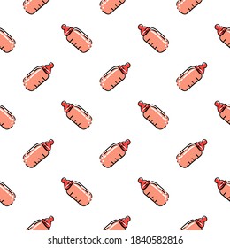 Pink Milk bottle ,seamless pattern on white background.