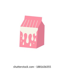 Pink milk packaging. Modern vector
