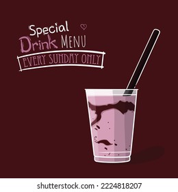 Pink milk tea for strawberry flavor design for drink or beverage advertising template