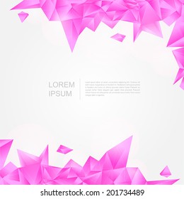 Pink mineral crystal background texture pattern in polygon and abstract style, create by vector