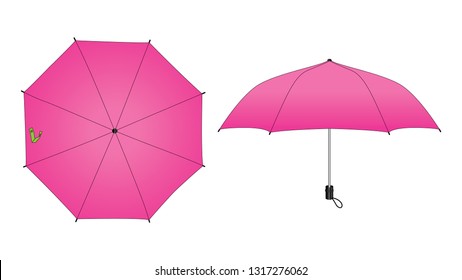 Pink mini umbrella rain template on white background, vector file.