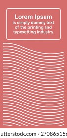Pink Minimalist with Curve Lines vector cover design template Simple minimalistic cover design