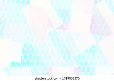 Pink mint abstract vector background. Fish scale pattern over colorful abstraction. Pastel mermaid pattern in web screen resolution. Elegant trendy backdrop for wedding decor or summer party flyer