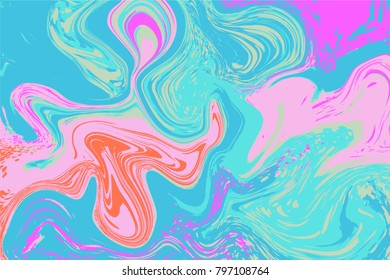 Pink mint blue digital marbling. Abstract marbled backdrop. Holographic abstract pattern. Pastel color mesh background. Colorful marbling texture for trendy surface design. Bright liquid color flow