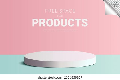 Suporte de exposição minimalista rosa e mint para o produto. Ilustração de vetor