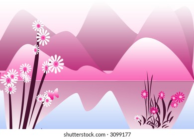 Pink misty mountains