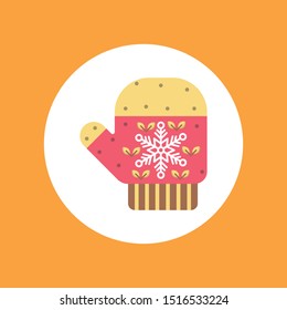 pink mittens. Snowflakes on mittens. Vector illustration