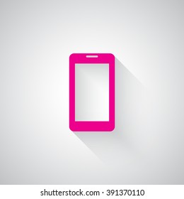 Pink Mobile Phone web icon on light grey background