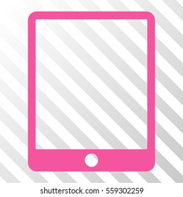 Pink Mobile Tablet toolbar icon. Vector pictogram style is a flat symbol on diagonally hatched transparent background.