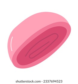 Pink mochi cake isolated. Vector Japanese traditional mochi dessert in slice