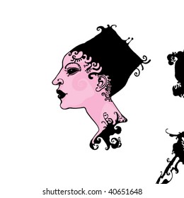 pink model with art haircut