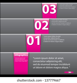 Pink modern Design template / can be used for infographics / numbered banners / horizontal cutout lines / graphic or website layout vector