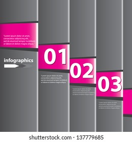 Pink modern Design template / can be used for infographics / numbered banners / horizontal cutout lines / graphic or website layout vector
