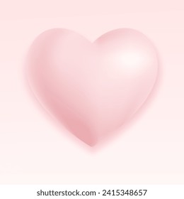Pink modern heart  isolated on soft background with nice shadow. 3D vector holiday element.