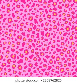 Pink modern leopard seamless pattern. Trendy glamour doll background design. 