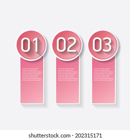 pink modern progress paper banners / can be used for infographics / numbered banners / horizontal cutout lines / graphic or website layout vector
