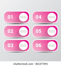 pink modern progress paper banners / can be used for infographics / numbered banners / horizontal cutout lines / graphic or website layout vector