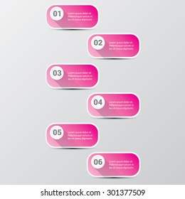 pink modern progress paper banners / can be used for infographics / numbered banners / horizontal cutout lines / graphic or website layout vector
