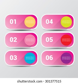 pink modern progress paper banners / can be used for infographics / numbered banners / horizontal cutout lines / graphic or website layout vector