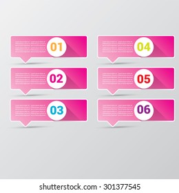 pink modern progress paper banners / can be used for infographics / numbered banners / horizontal cutout lines / graphic or website layout vector